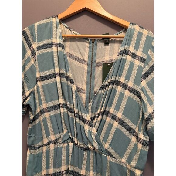 Wild Fable Women's L Blue Plaid Jumpsuit Wide-Leg Casual One-Piece - Picture 3 of 7